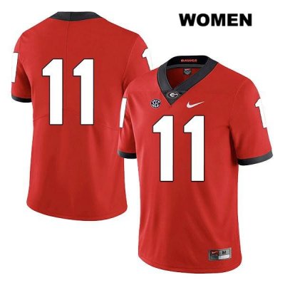 Women's Georgia Bulldogs NCAA #11 Jake Fromm Nike Stitched Red Legend Authentic No Name College Football Jersey PQJ6554YB